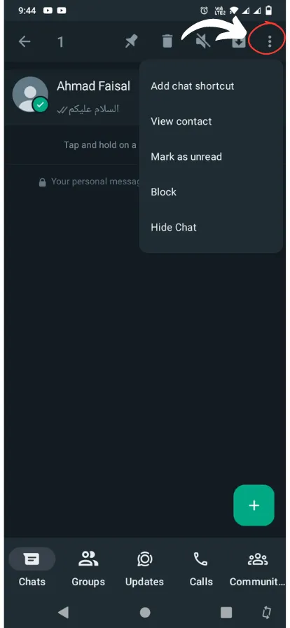 show hidden chats